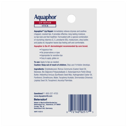 Aquaphor Lip Repair Stick Moisturizing Lip Balm Plus Protect - SPF 30