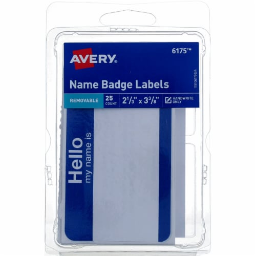 Avery Self-Adhesive Name Badge Labels - Blue and White, 25 count