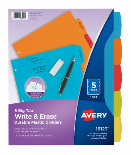 Avery Big Tab Write & Erase Plastic Dividers - Assorted, 5 count
