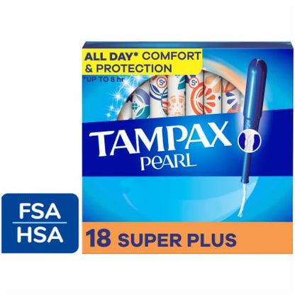 Tampax Tampons Pearl Super 18 Count Leakguard Unscented