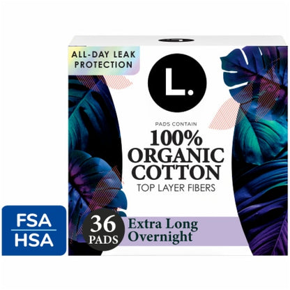 L. Pads Ultra Thin Cotton Top Layer Overnight 36 Count Wings