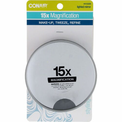 CONAIR Styling Essentials Lighted Suction Cup Mirror - Assorted, 15x Magnification