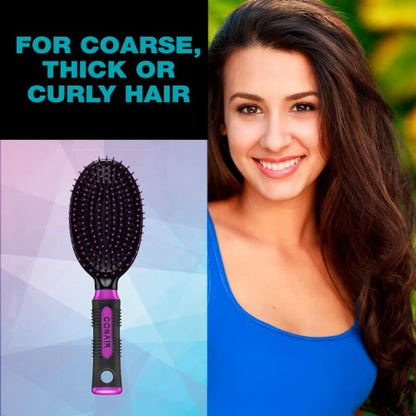 CONAIR Quick Smooth De-Poof & Shine Oval Cushion Hair Brush