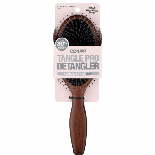 CONAIR Tangle Pro Detangler Oval Wood Cushion Hair Brush