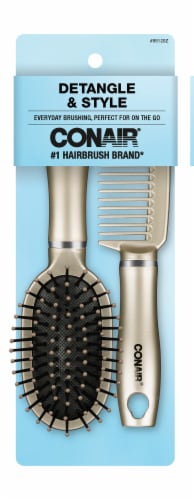 CONAIR Simulated Wood Volume Brush and Comb Set - Wooden