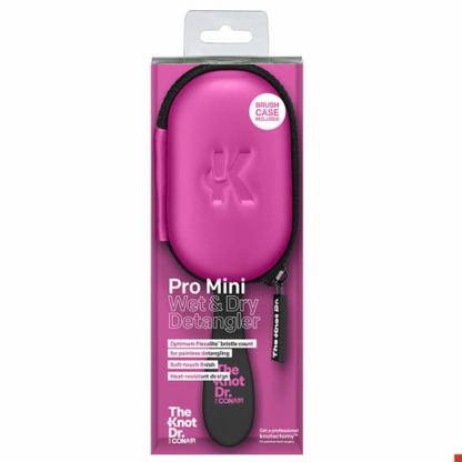 CONAIR The Knot Dr. Pro Mini Wet & Dry Detangler Hair Brush With Pink Case