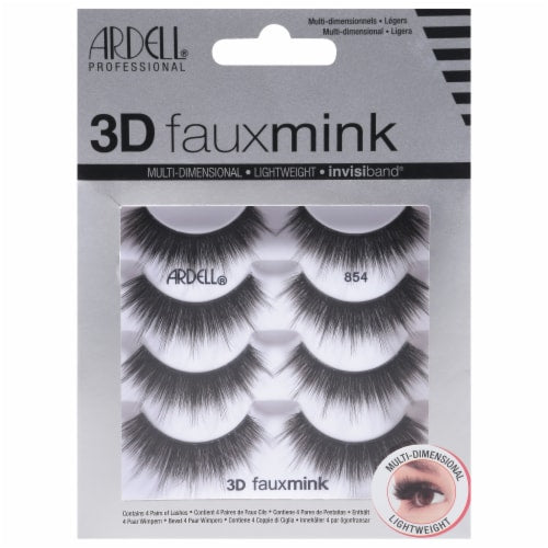 Ardell 3D Faux Mink Lashes - 854 Black, 4 count