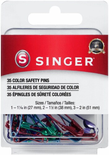 SINGER Metallic-Coated Safety Pins, Assorted Colors and Sizes, 35 Count