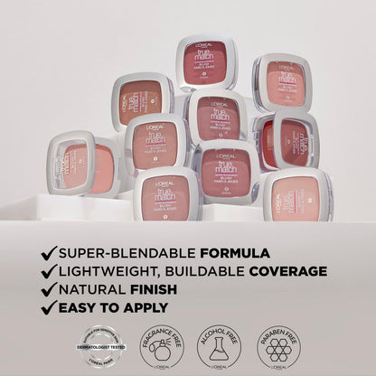 L'ORÉAL PARIS True Match Super-Blendable Blush, Soft Powder Texture, N5-6 Apricot Kiss, 0.21 oz.