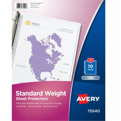 Avery Clear Standard Weight Sheet Protectors, 10 count