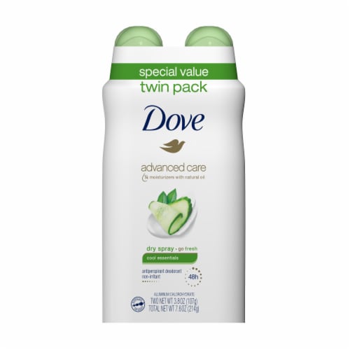 Dove Deodorant 3.8oz Dry Spray Cool Essentials Twin Pack