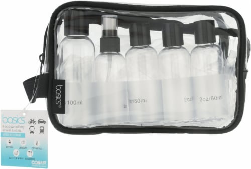CONAIR basics PVC Weekender Toiletry Kit - Black and Clear, 2 piece