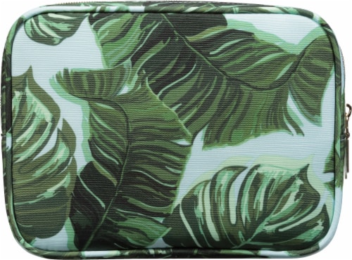 Sophia Joy Dual Zipper Travel Cosmetic Makeup Bag - Palm Blue