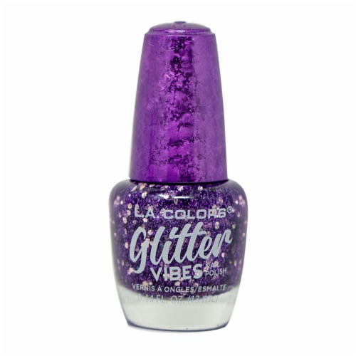 L.A. Colors Glitter Vibes Nail Polish - Purple-Razzi, 0.44 fl oz