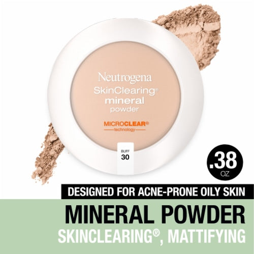 Neutrogena SkinClearing Mineral Acne Face Powder, Buff 30, .38 oz