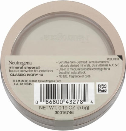 Neutrogena Mineral Sheers Powder Foundation, Classic Ivory 10, .34 oz