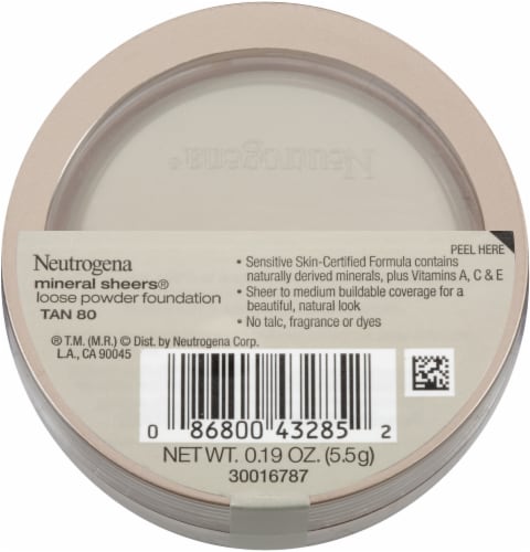 Neutrogena Mineral Sheers Oil-Free Powder Foundation, Tan 80, .34 oz