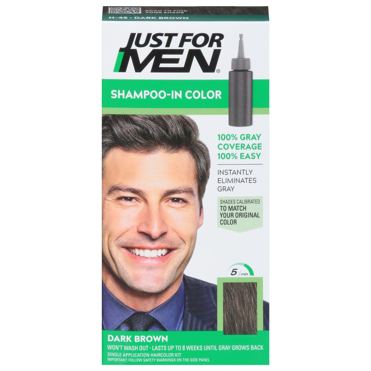 Just For Men Shampoo-In Hair Color For Men - Dark Brown H-45