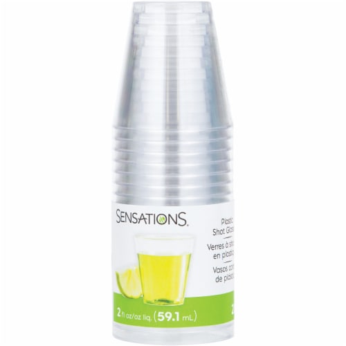 SENSATIONS 2 oz Plastic Shot Glasses - Clear, 20 count