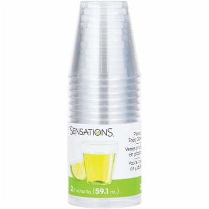 SENSATIONS 2 oz Plastic Shot Glasses - Clear, 20 count