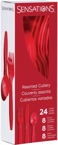 SENSATIONS Assorted Plastic Cutlery - Classic Red, 24 count