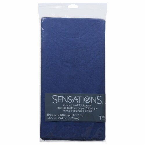 SENSATIONS Plastic Lined Tablecover - White, 54" x 108"