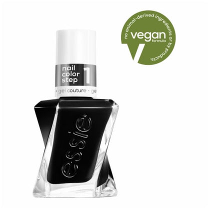 essie gel couture gel-like nail polish, vegan, black, like It loud