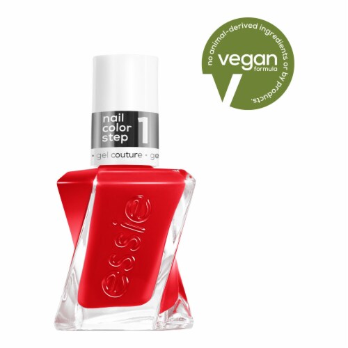 essie gel couture gel-like nail polish, vegan, red, flashed