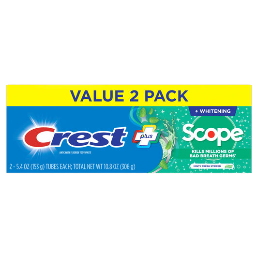 Crest Toothpaste 5.4oz Plus Scope Value Pk 2 Minty Fresh