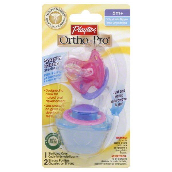 Playtex Baby Silicone Pacifier W/ Cover 4 Pack 0-6M No Bpa