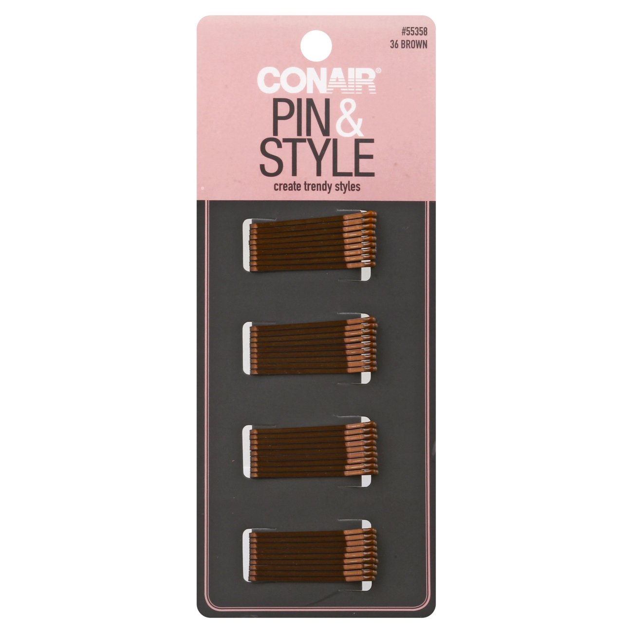 CONAIR Styling Essentials Secure Hold Mini Bobby Pins - Brown, 36 count