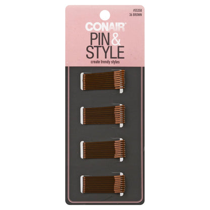 CONAIR Styling Essentials Secure Hold Mini Bobby Pins - Brown, 36 count