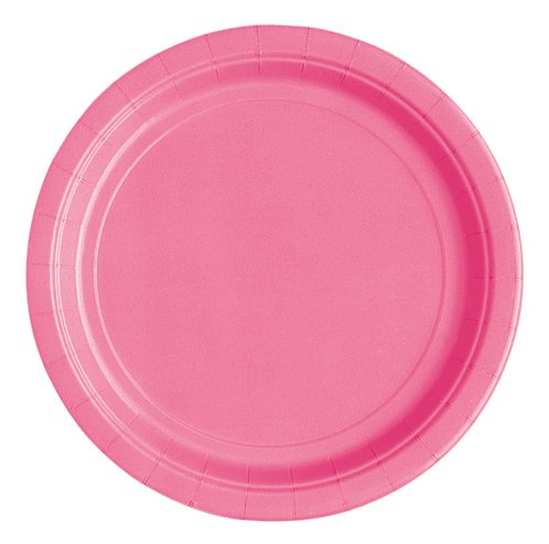 Unique Solid Round 9" Paper Plates - Hot Pink, 16 count