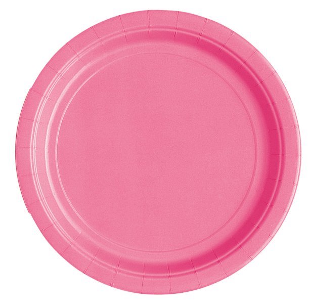 Unique Solid Round 7" Paper Plates - Hot Pink, 20 count