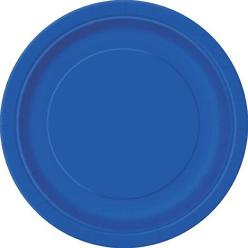 Unique Solid Round 7" Paper Plates - Royal Blue, 20 count