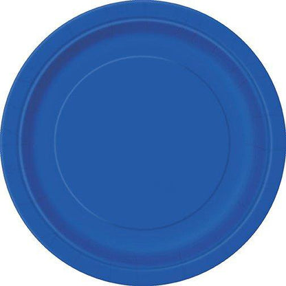 Unique Solid Round 7" Paper Plates - Royal Blue, 20 count