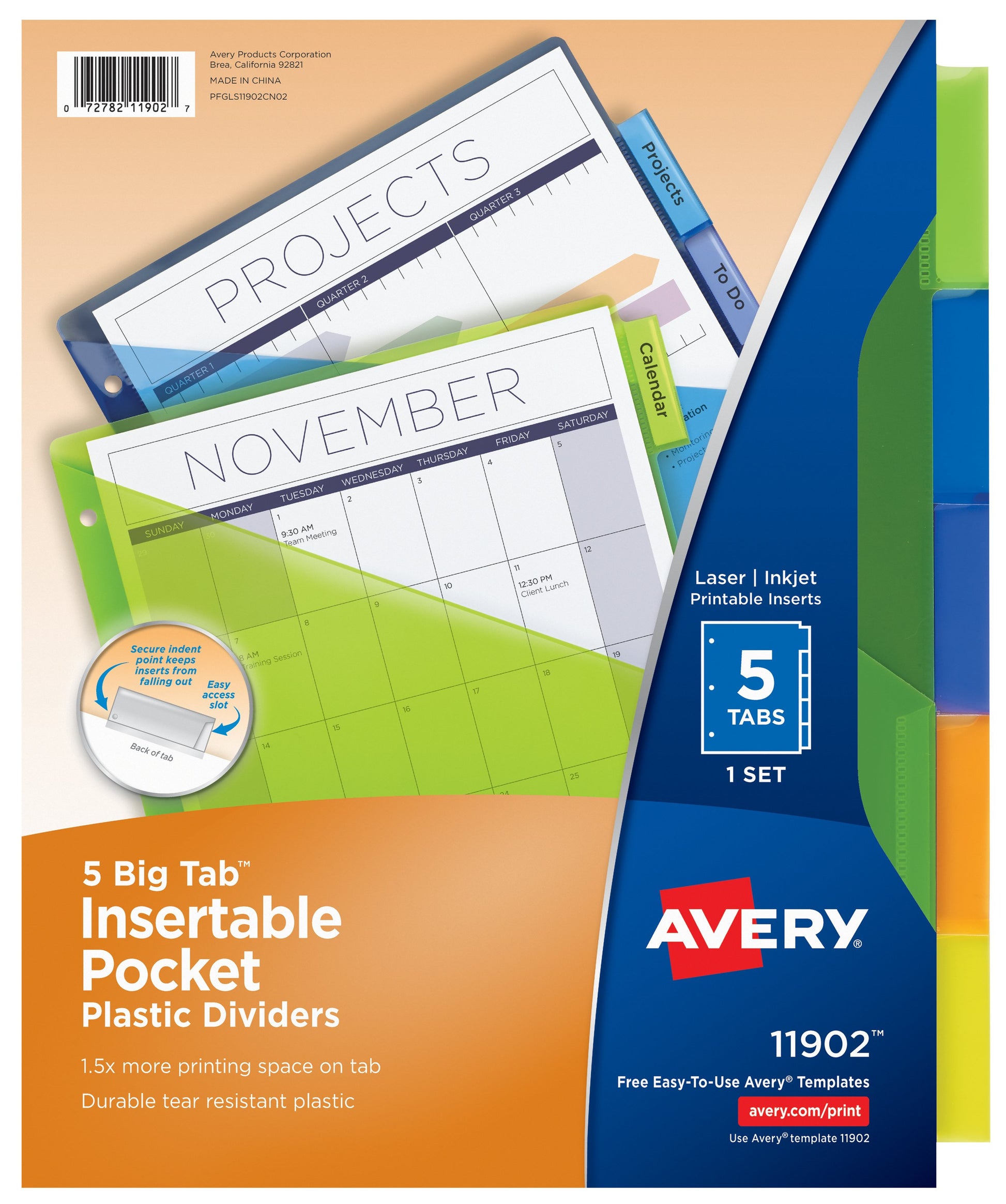 Avery Insertable Pocket Dividers - Assorted, 5 count