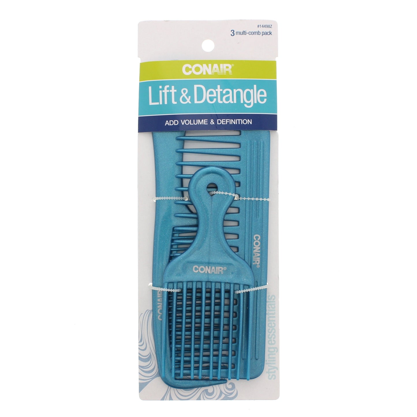 CONAIR Styling Essentials Lift & Detangle Comb Pack - Assorted, 3 count
