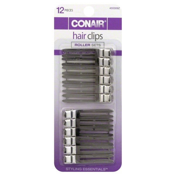 CONAIR Styling Essentials Section & Set Chrome Plated Hair Clips, 6 count
