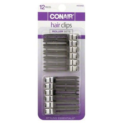 CONAIR Styling Essentials Section & Set Chrome Plated Hair Clips, 6 count