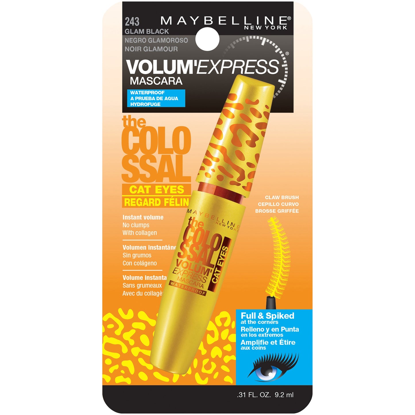 MAYBELLINE New York The Colossal Cat Eyes Waterproof Mascara, 243 Glam Black, 0.31 oz