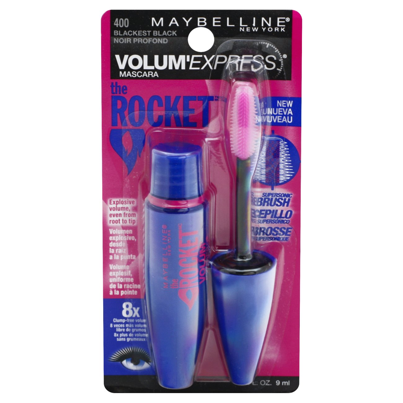MAYBELLINE New York The Rocket Washable Mascara, 400 Blackest Black, 0.3 oz
