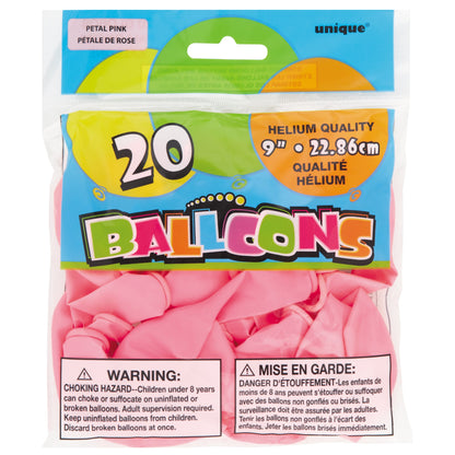 BALLOONS PETAL PINK 20CT 9IN