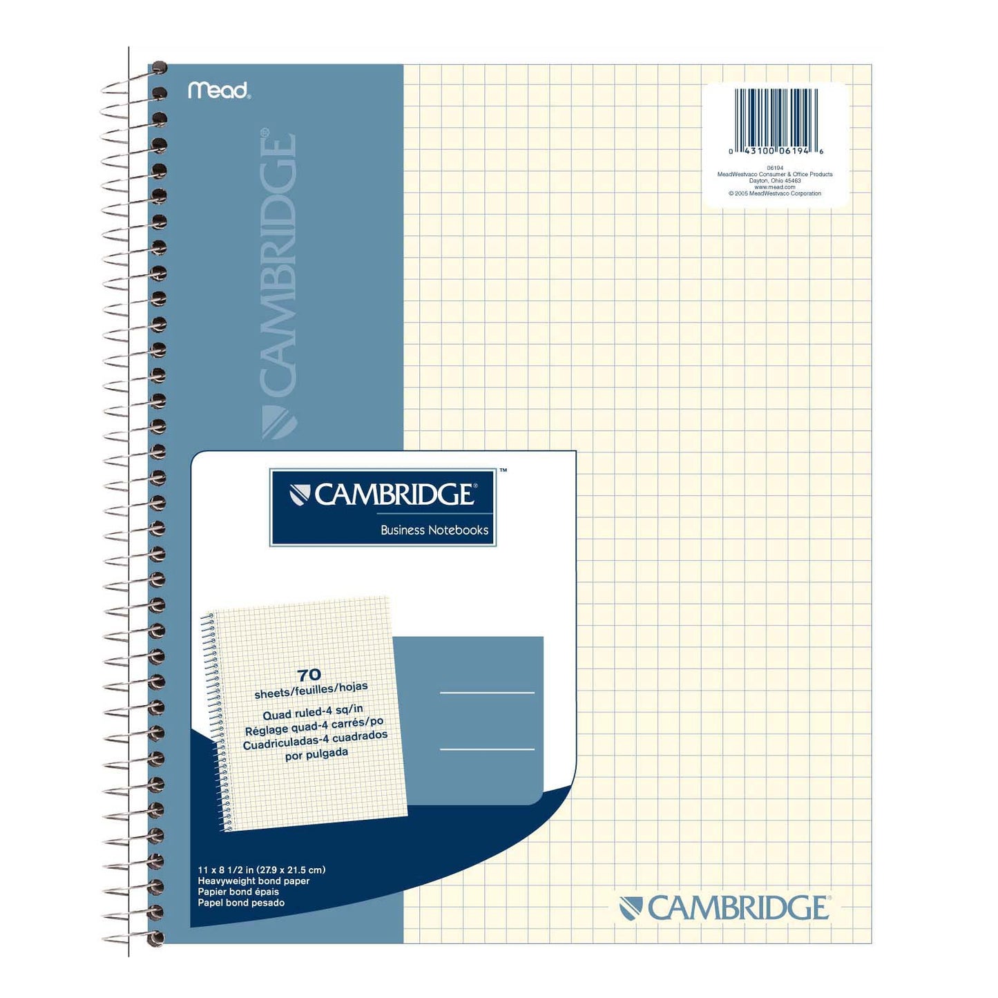 Cambridge WorkStyle Notebook, 8" x 10" - Mellow Frost