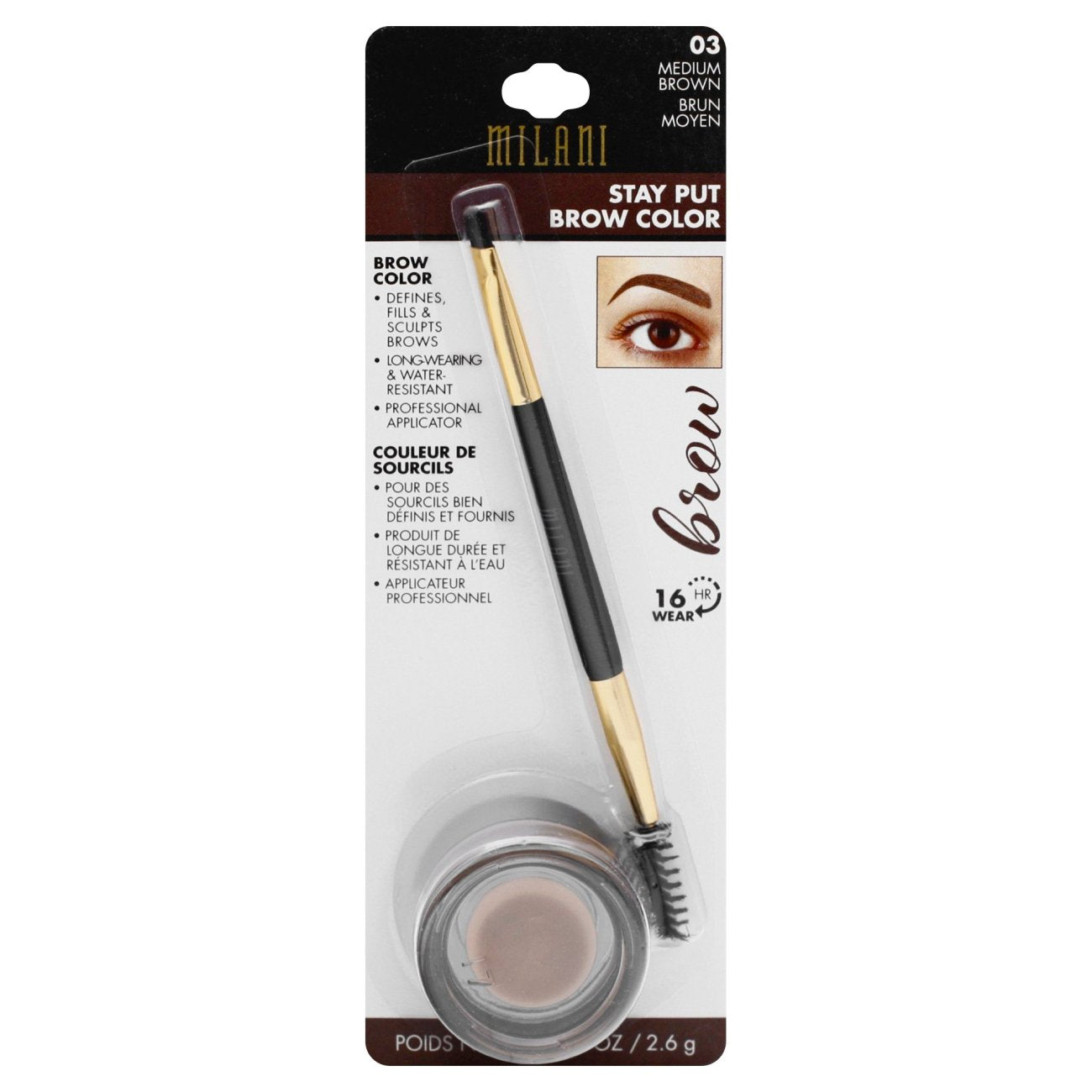 Milani Stay Put  Brow Color Medium Brown