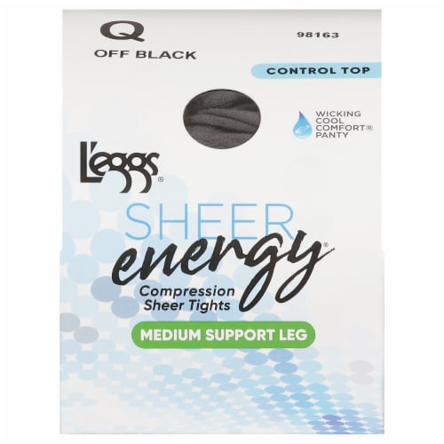 L'eggs Sheer Energy Medium Support Control Top Sheer Toe - Off Black, Size Q