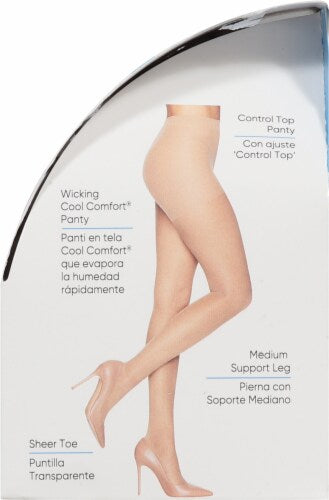 L'eggs Sheer Energy Medium Support Control Top Sheer Toe - Off Black, Size Q