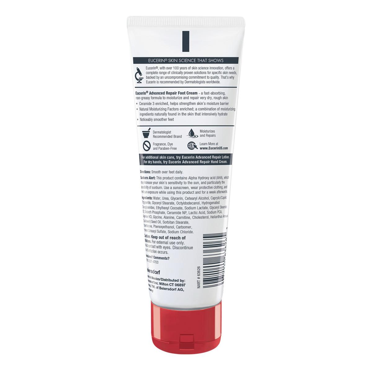 Eucerin Cream Advanced Repair Foot 3oz Tube