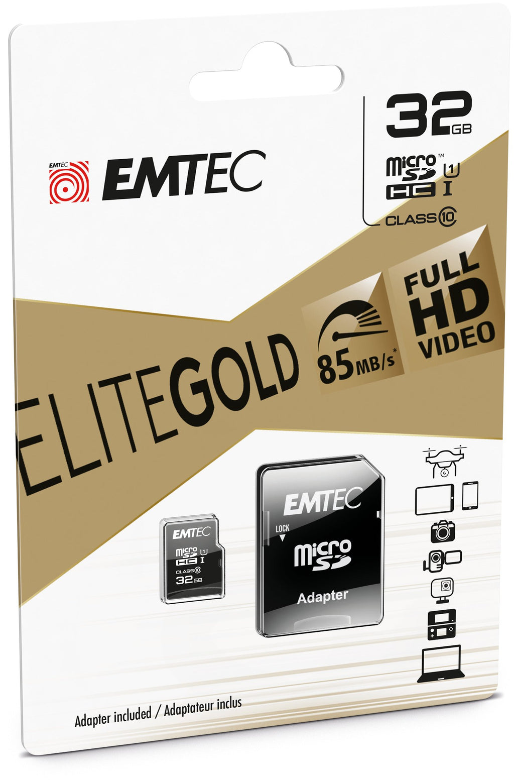 EMTEC Micro SD Gold Plus 16 GB Memory Card with Adapter