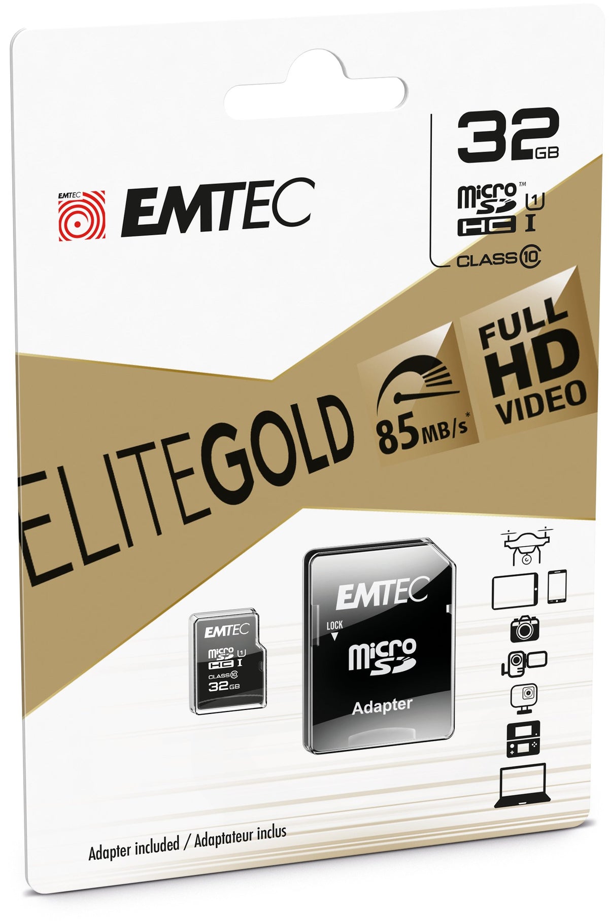 EMTEC Micro SD Gold Plus 16 GB Memory Card with Adapter